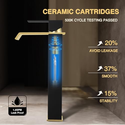 Black and Gold Single-Handle Bathroom Sink Faucet Z573317