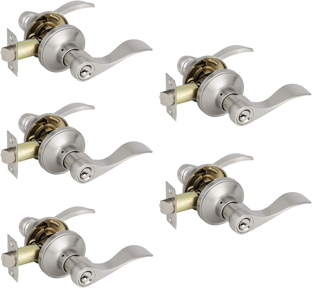 6 Pack Non-Locking Satin Nickel Door Lever Set C6018