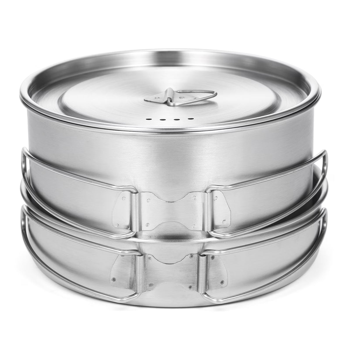 2pcs Stainless Steel Camping Cookware Set with Mesh Carry Bag B2993