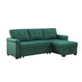 Green Linen Reversible Sleeper Sectional Sofa with Storage Chaise S305