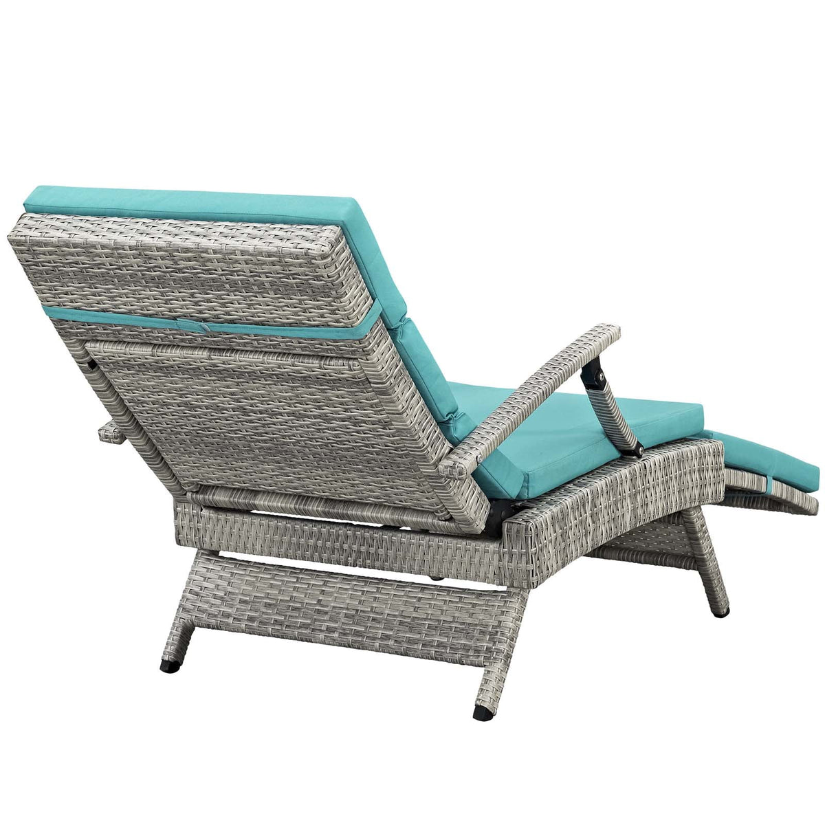 Light Gray Turquoise Wicker Rattan Outdoor Lounge Chair L58232