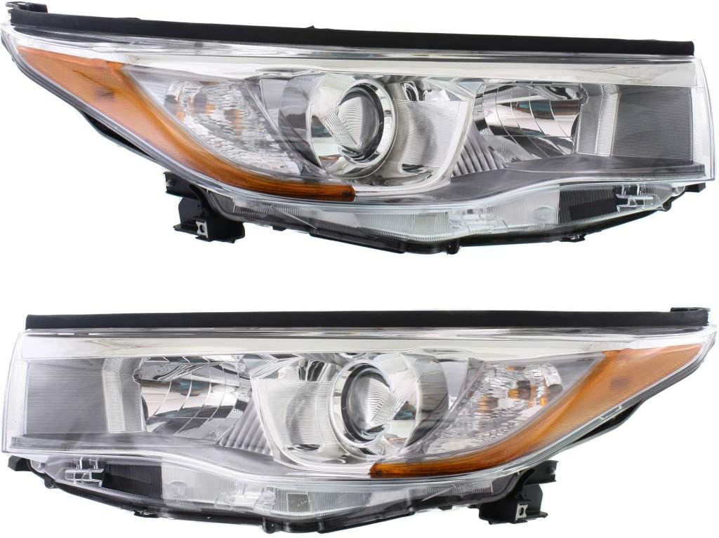 Smoked Chrome Headlight Assembly Pair for Toyota Highlander/Hybrid 2014-2015 I3870
