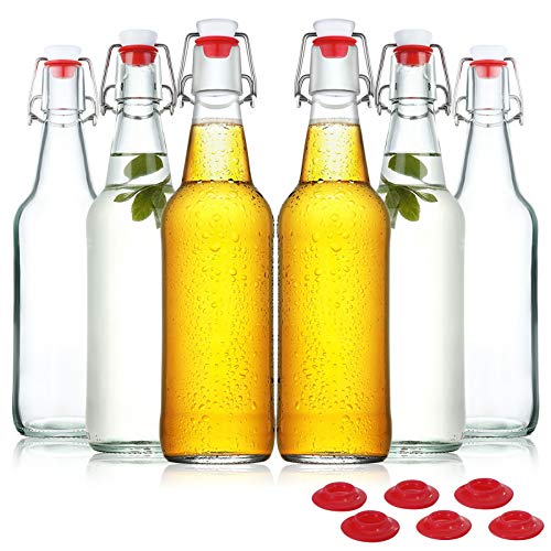 Clear Glass Beer Bottles with Swing Cap 16 oz Case of 6 B938