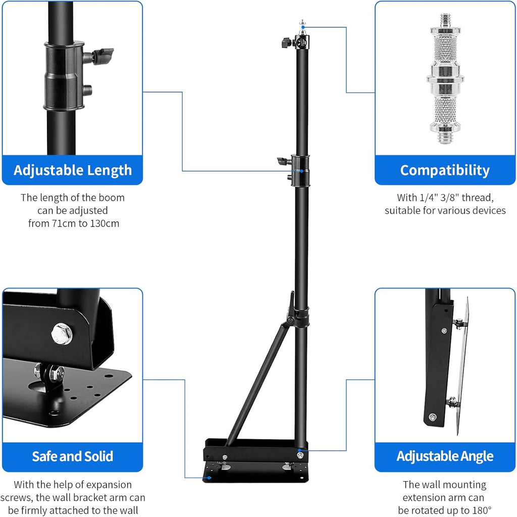 Wall Mount Boom Arm with Triangle Base, Adjustable Camera Mount W432992