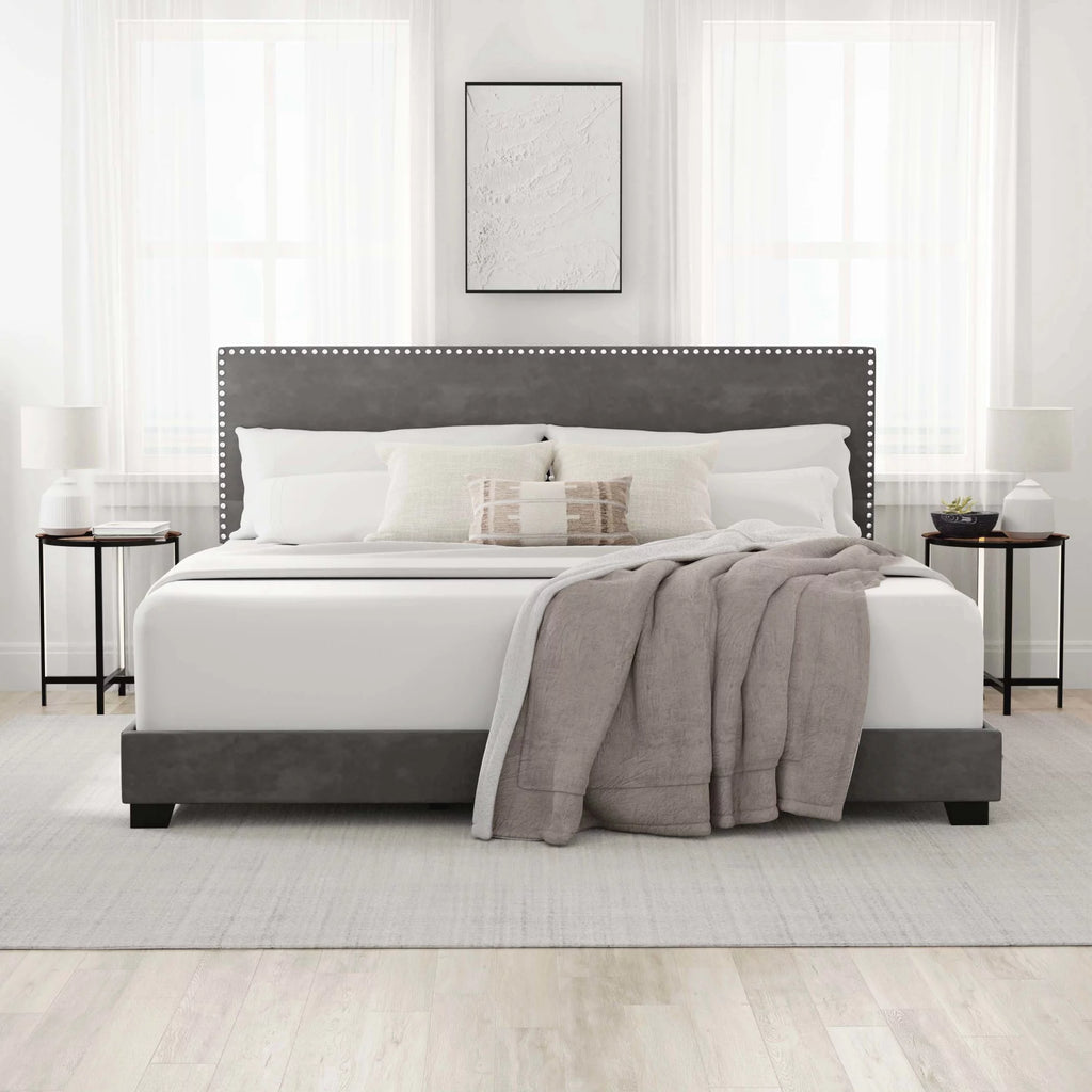 Charcoal Fabric Upholstered Queen Bed B1226