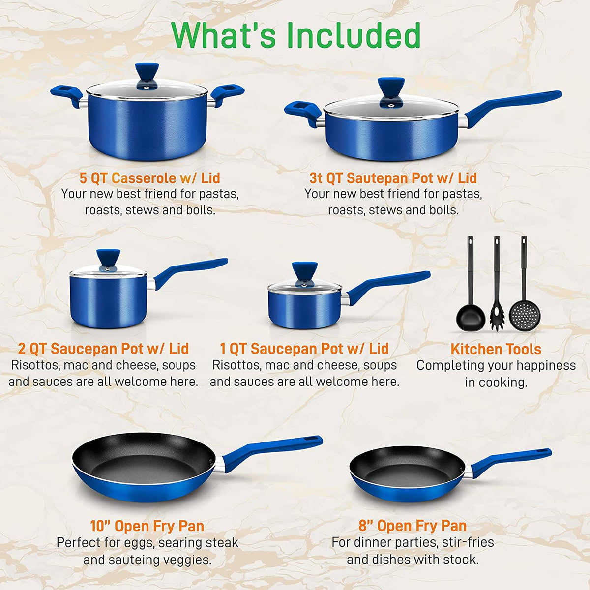 13-Piece Non-Stick Aluminum Cookware Set I7355