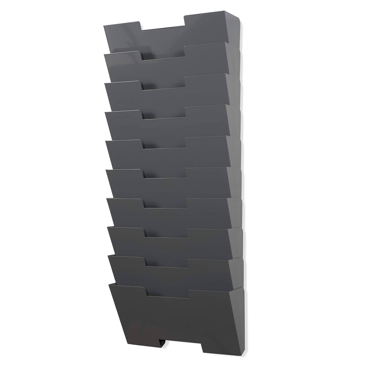 Gray Wall Mount Steel Vertical File Organizer 10 Sectional Modular A4349