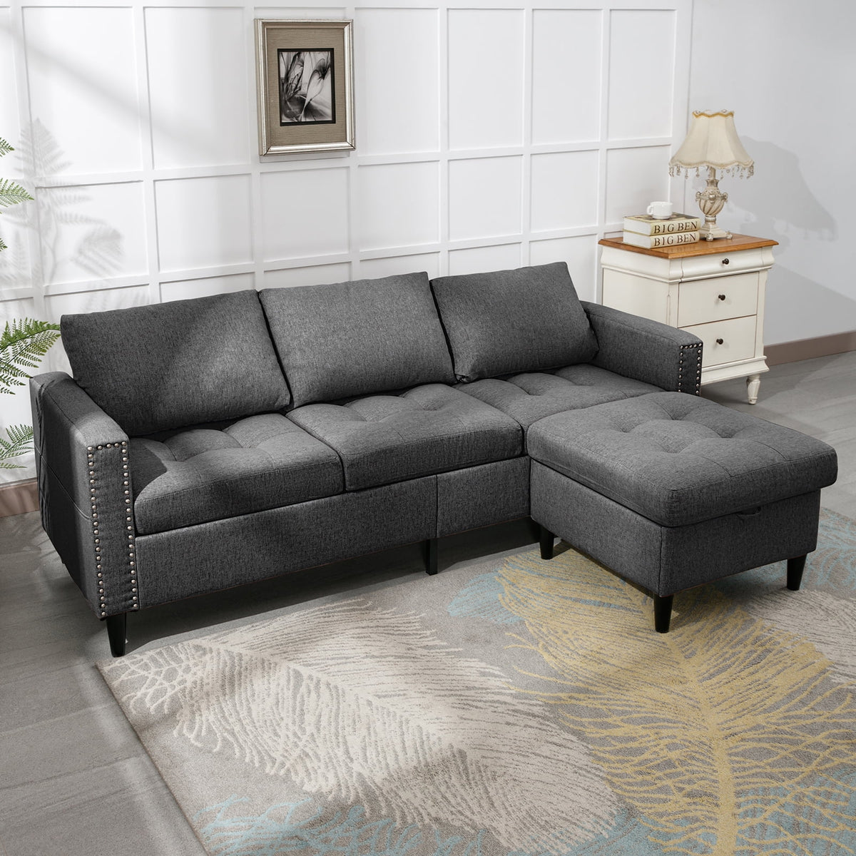 Reversible Modular Sectional Sofa Couch Set J8411