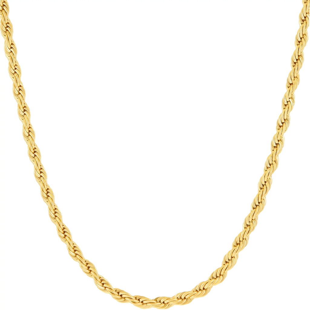 3mm Rope Chain Necklace 24k Real Gold Plated R813