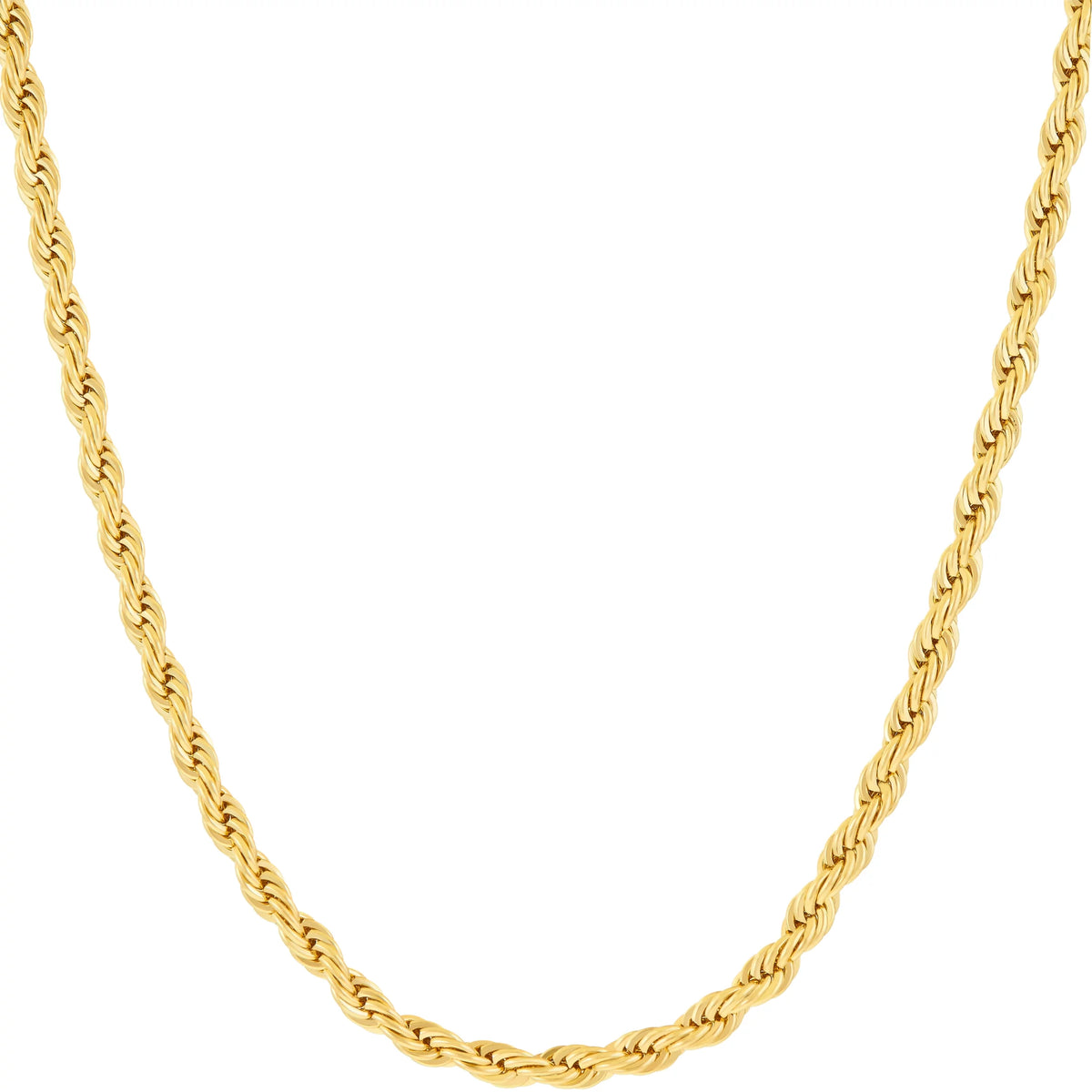 3mm Rope Chain Necklace 24k Real Gold Plated R813