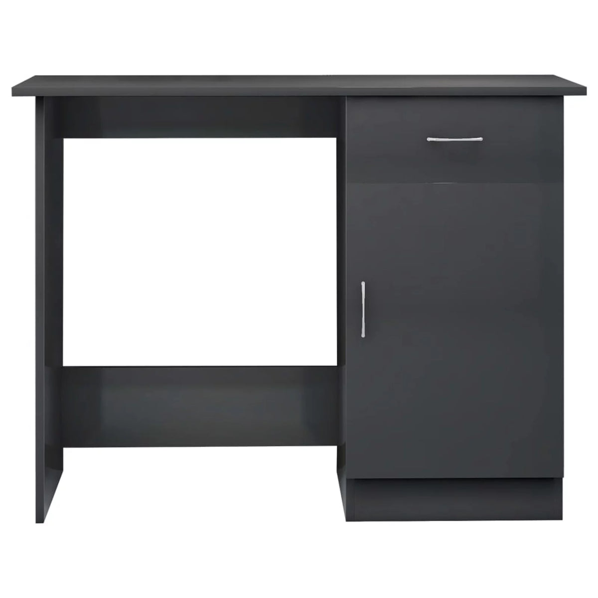 High Gloss Gray Engineered Wood Desk W111