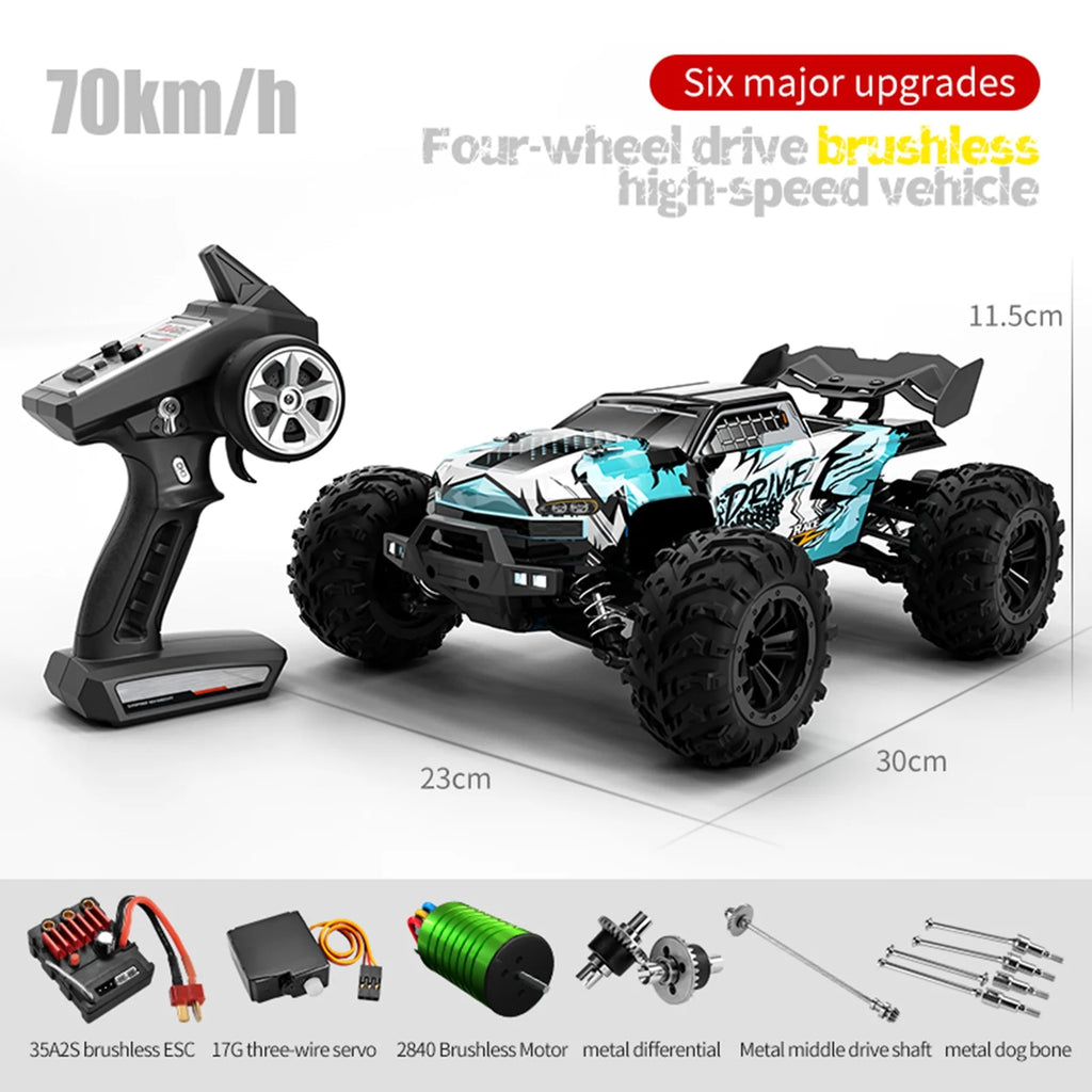 2.4Ghz 70KM/H 1/16 Off Road RC Trucks Brushless Motor LED Light 4WD Vehicle T418236