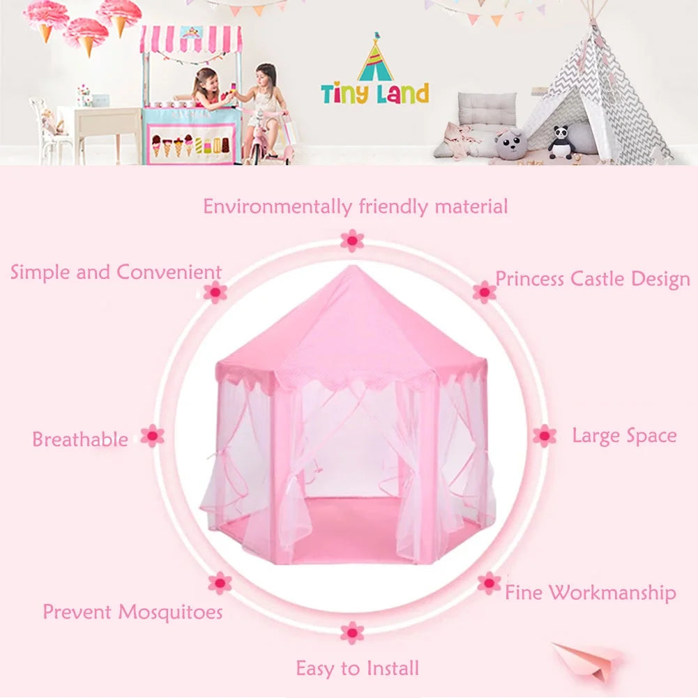 Pink Castle Play Tent with Led Lights H87397