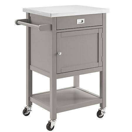 Gray Stainless Steel-Top Kitchen Cart S32613