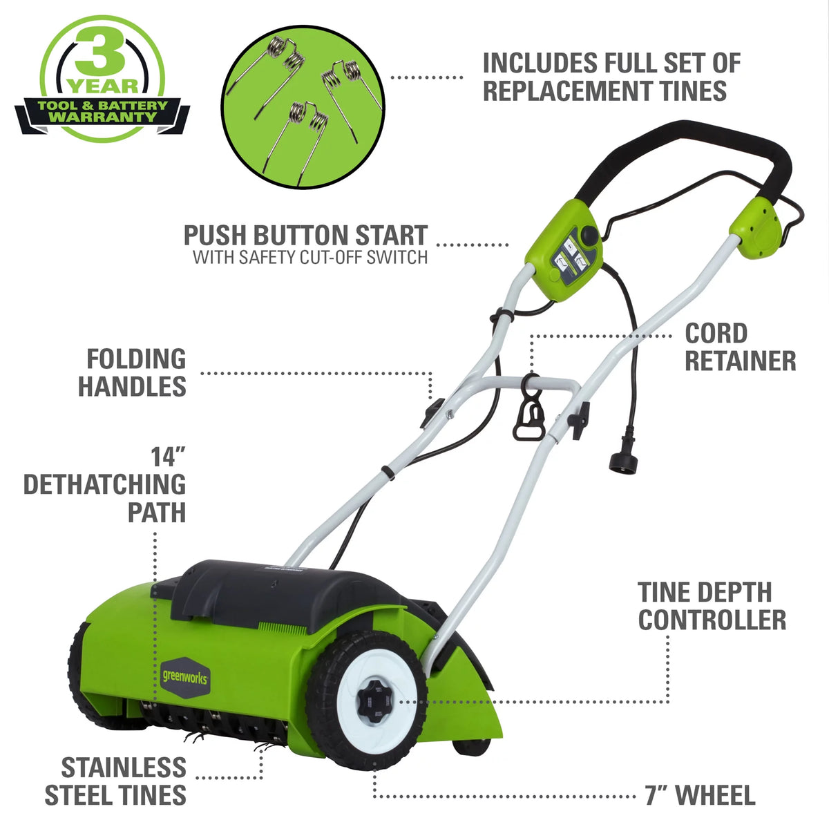 14 Amp Corded Electric Dethatcher Z318