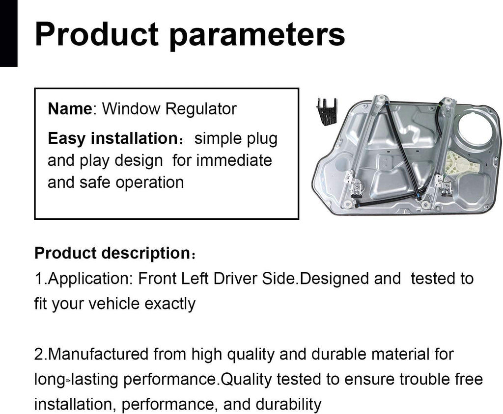 Front Passenger Side Power Window Regulator for Hyundai Sonata 2006-2010, Pack of 2 Y317258