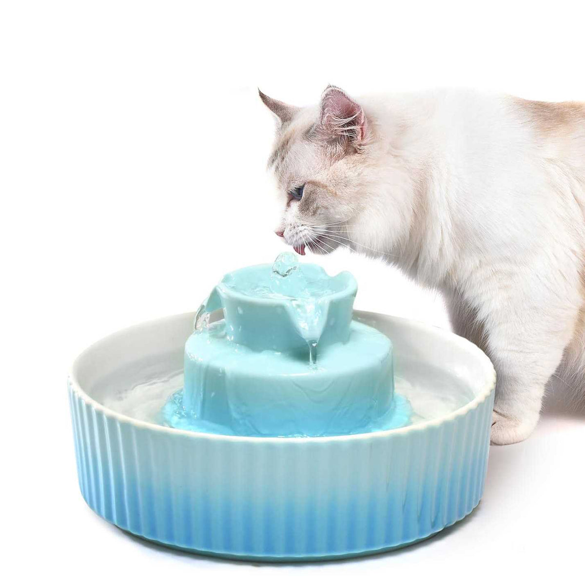 Ceramic Cat Water Fountain, 2.1 L Drinking Fountain Bowl R698854
