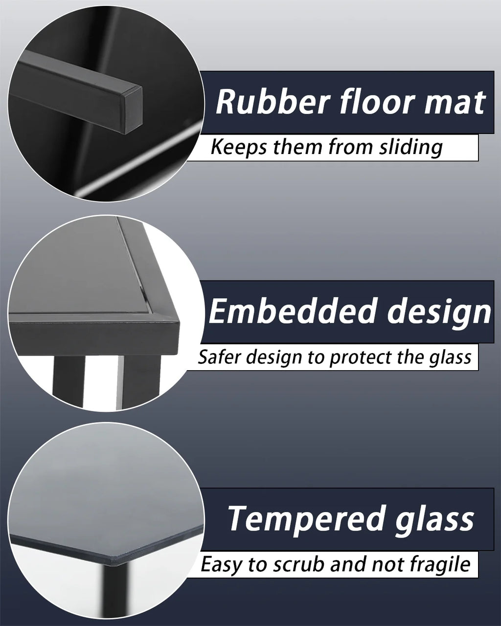 4 Piece Patio Conversation Set with Tempered Glass Tabletop Black O3164