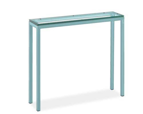 Clear Tempered Glass Console Table with Ocean Blue Base T785