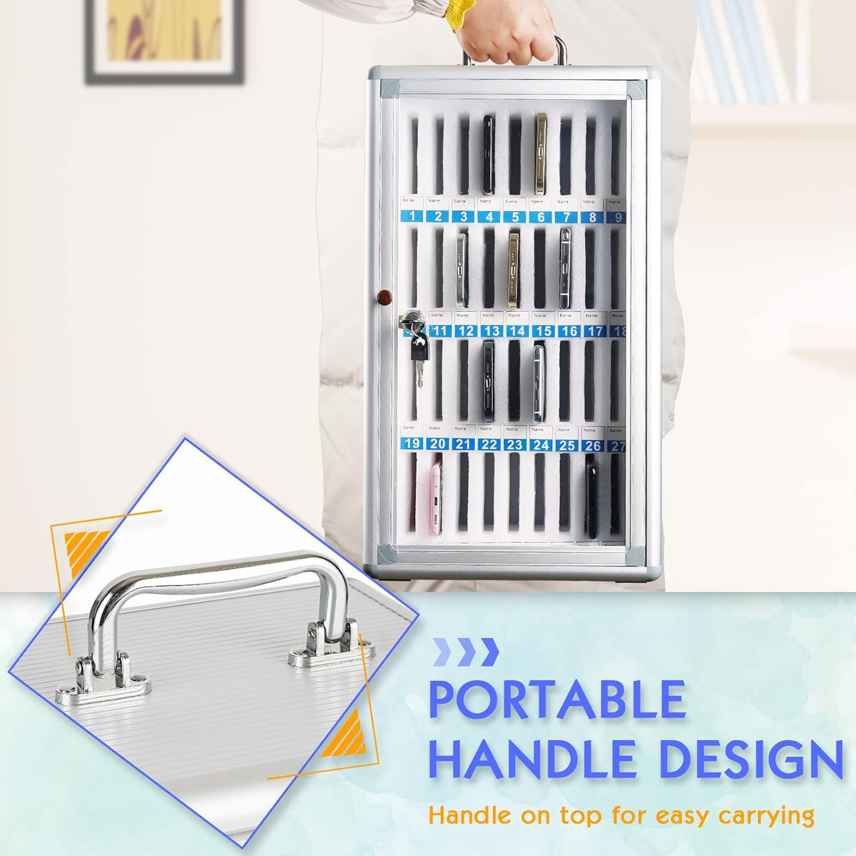 36 Slots Aluminum Alloy Pocket Chart Storage Cabinet Q73583