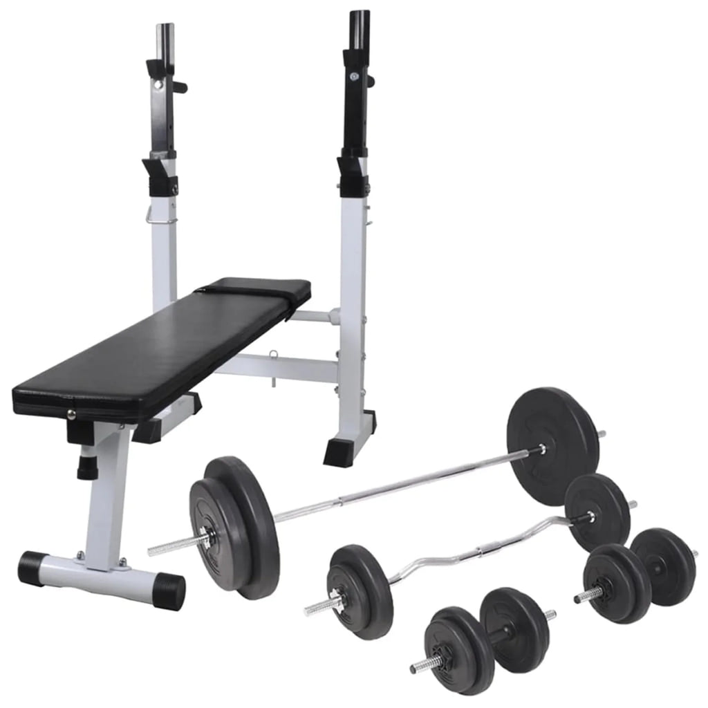 Workout Bench with Weight Rack, Barbell and Dumbbell Set 264.6 lb P510527