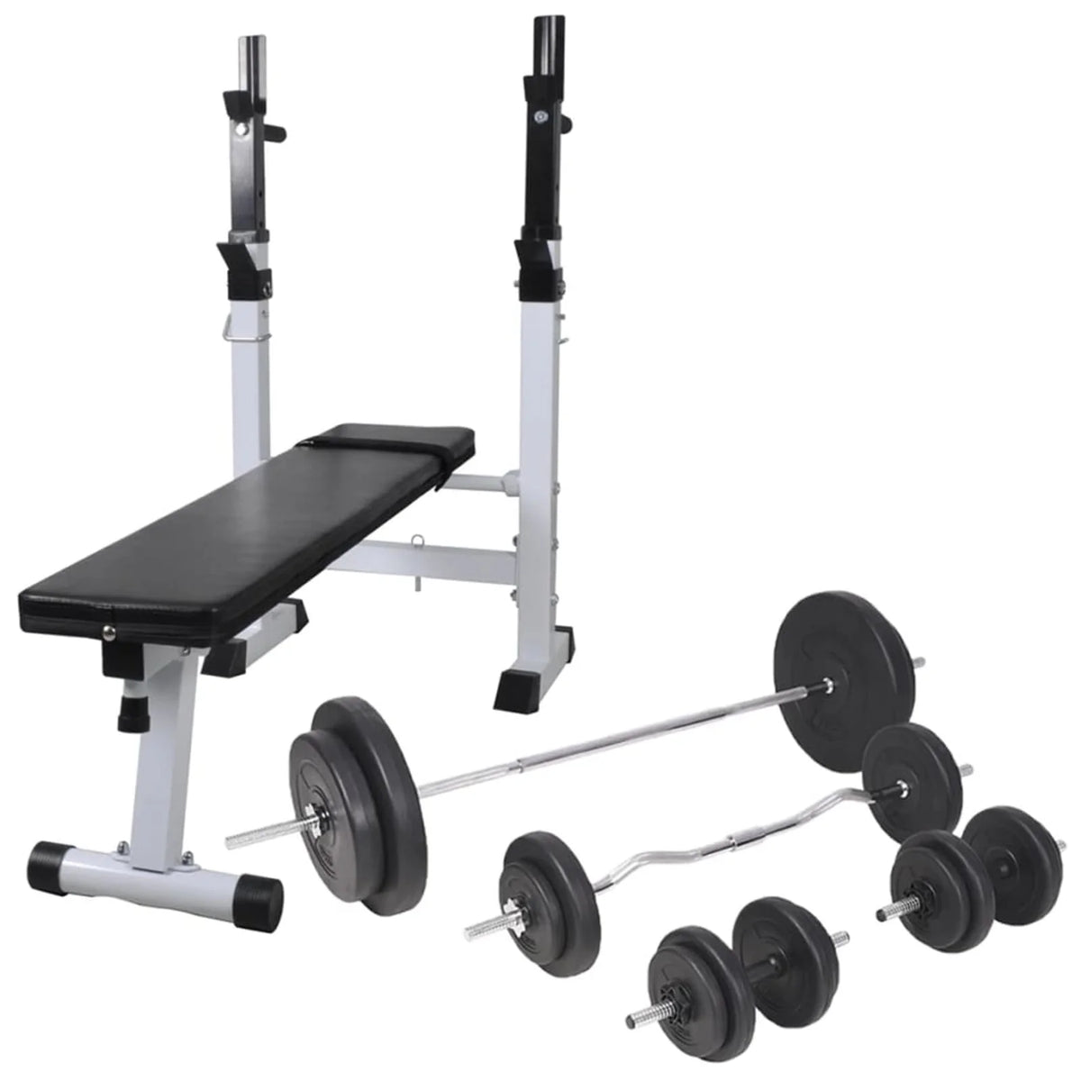 Workout Bench with Weight Rack, Barbell and Dumbbell Set 264.6 lb P510527